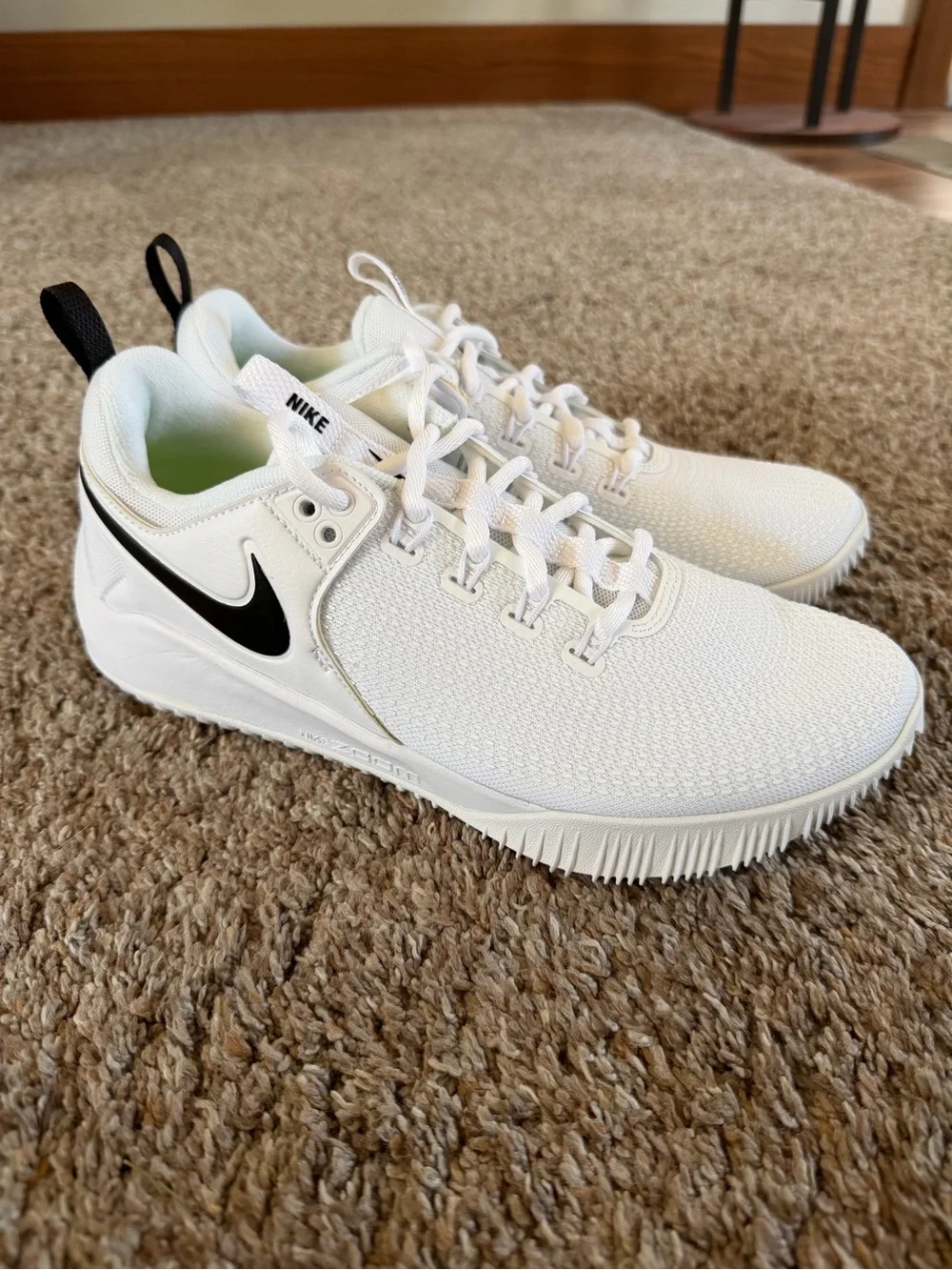 Nike White Mesh Trainers with Black Swoosh